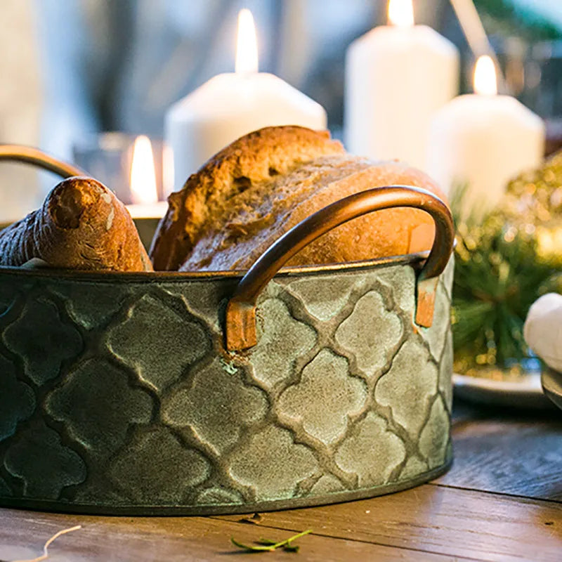 Panier à pain rond en métal