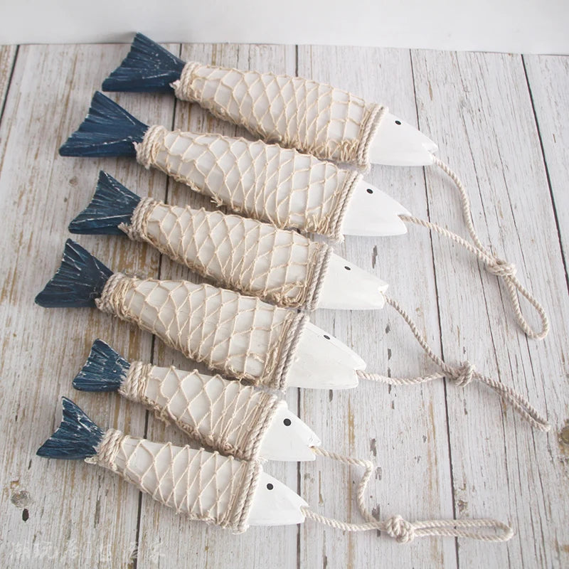 Poissons deco en bois naturel