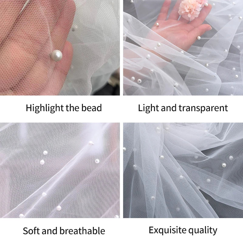 Surnappe en tulle avec perles pour décoration de table