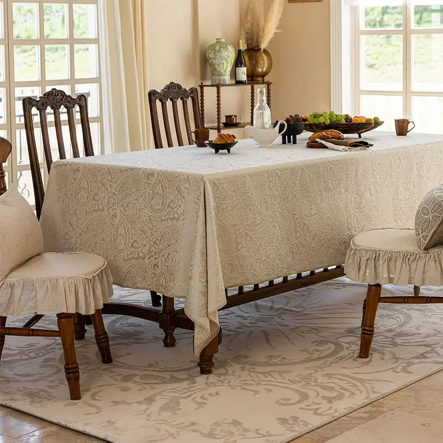 Nappe rectangulaire Jacquard creme