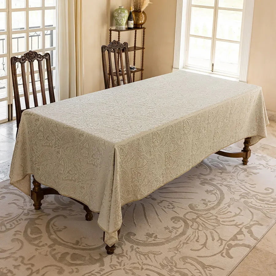Nappe rectangulaire Jacquard creme