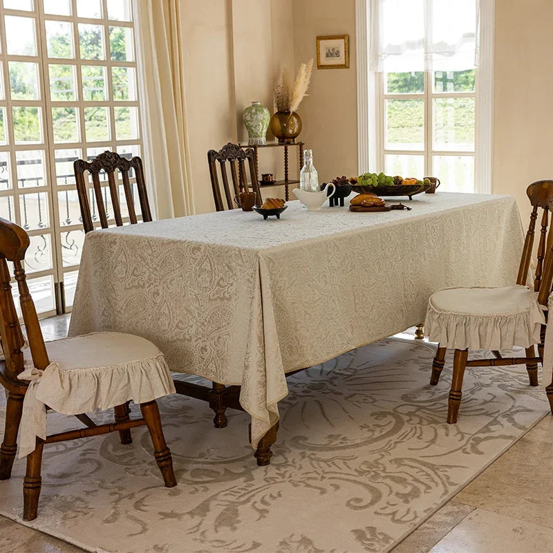Nappe rectangulaire Jacquard creme