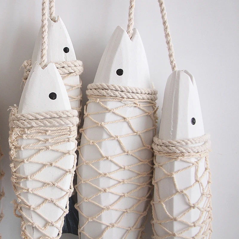Poissons deco en bois naturel