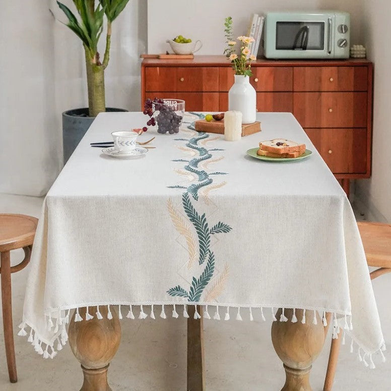 Nappe brodée Avoine
