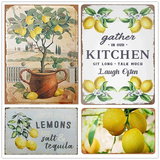Plaque décorative rétro Citrons