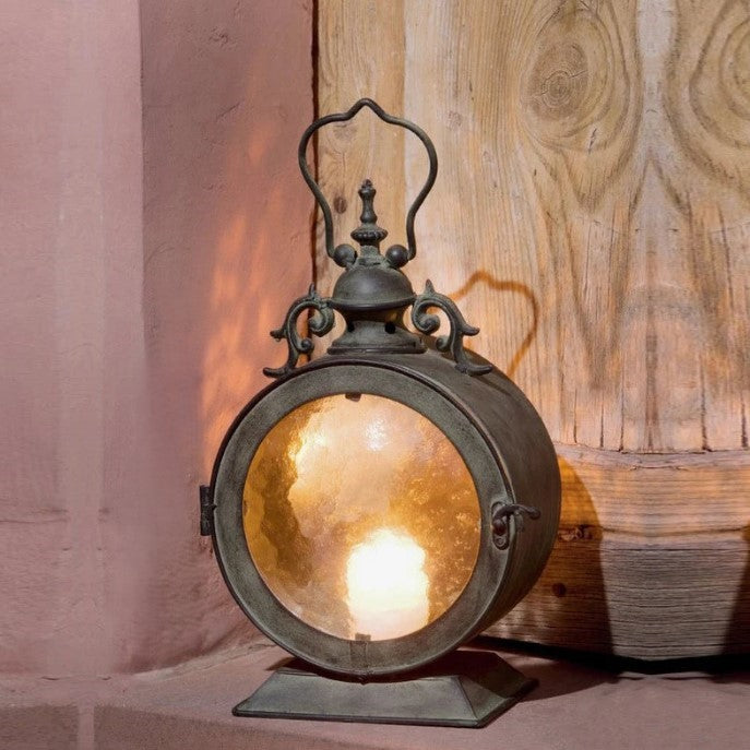 Lanterne tempete décorative en métal et verre