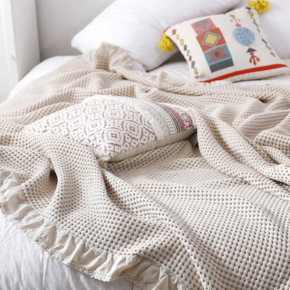 Couverture d'ete moelleuse en coton gaufre
