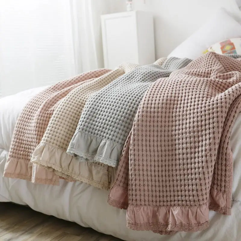 Couverture d'ete moelleuse en coton gaufre