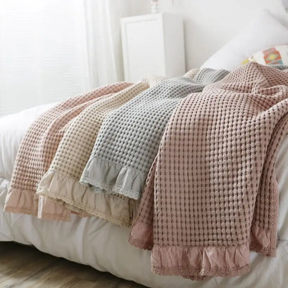 Couverture d'ete moelleuse en coton gaufre
