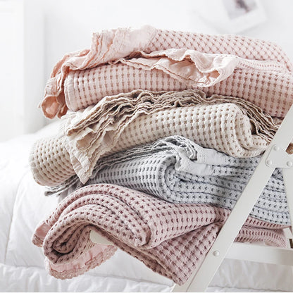 Couverture d'ete moelleuse en coton gaufre