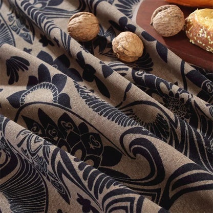Elegant black and taupe tablecloth