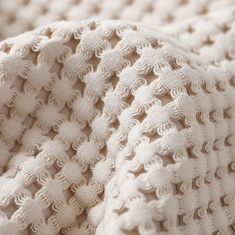 Couverture d'ete moelleuse en coton gaufre